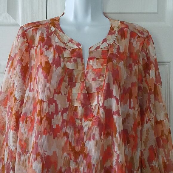 Liz Claiborne multicolor abstract print v neck tunic Sz 20W EUC - Picture 3 of 5